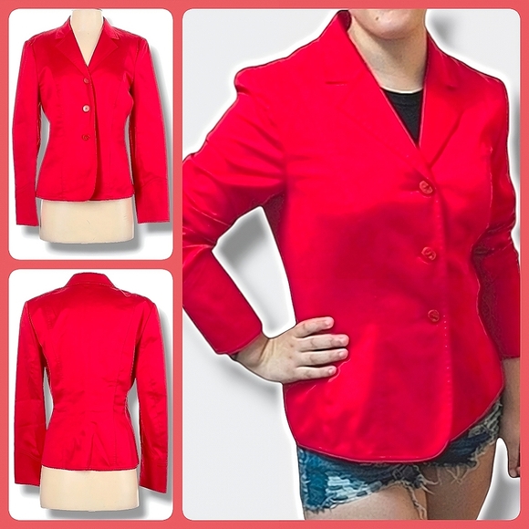 Escada Designer 90s Cherry Red Fitted blazer - Picture 1 of 6